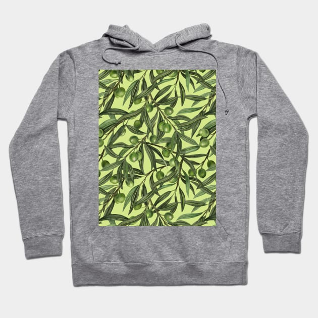 Olive branches on honeydew green Hoodie by katerinamk